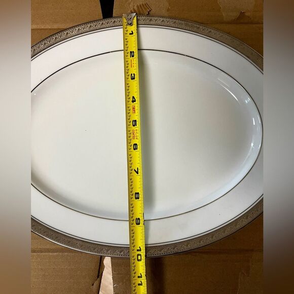 Legendary Noritake Crestwood Platinum Oval Serving Platter 14” New Fine - Picture 3 of 6